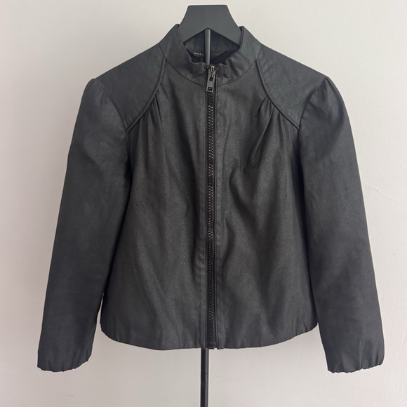 Marc Jacobs Black 100% Cotton Moto Jacket Women's Sz 4 Edgy Chic Minimalist - Picture 1 of 10